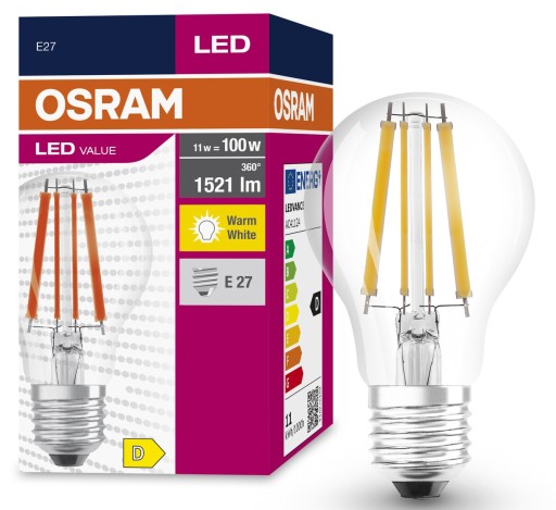 LED FILAMENTOVÁ ŽIAROVKA E27 11W = 100W 2700K 1521LM TEPLÁ BIELA A60 OSRAM
