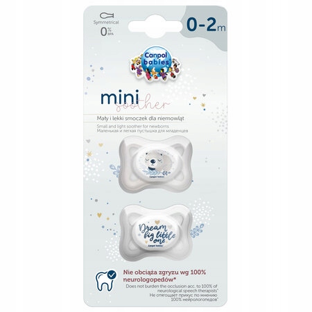CANPOL Silikónová sada cumlíka 0-2m MINI šedá