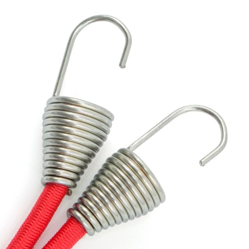 Elastické gumené lano 12mm ČERVENÉ s háčikom 1m