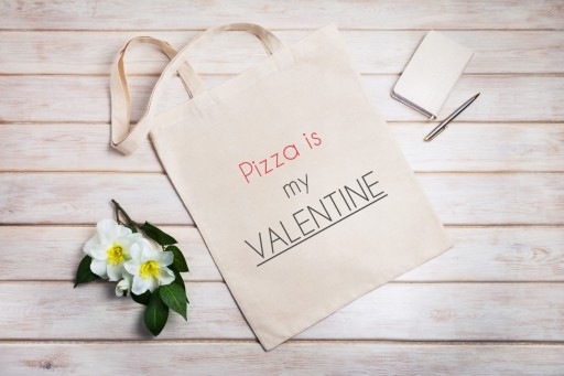 Bavlnená taška 38x42 PIZZA JE MOJ VALENTÍN 145g