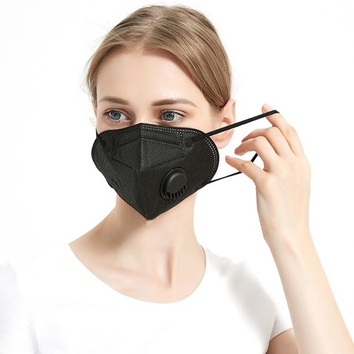10x KN95 OCHRANNÁ MASKA S VENTILOM, ČIERNA
