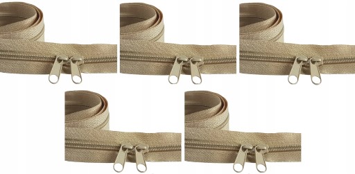 Špirálový zips 5 mm zips BÉŽOVÝ 5 metrov + 10 zipsov