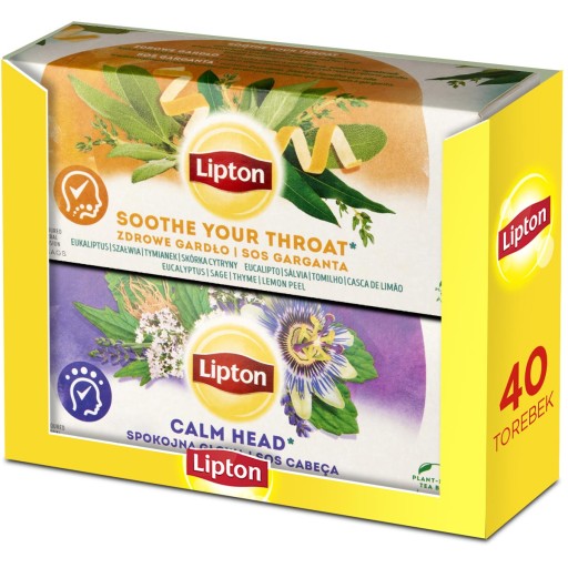 Lipton bylinkový čajový set Zdravé hrdlo, Pokojná hlava 2x20 ks. 52 g