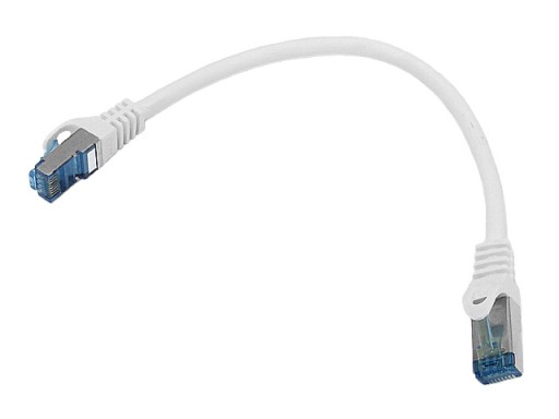 Cat.6A PIMF prepojovací kábel tienený RJ45-RJ45 1:1 Cu AWG26 biely 0,25m