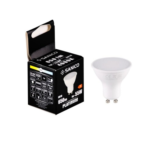 Mliečna LED žiarovka GU10 7W 650lm neutrálna farba svetla Polux
