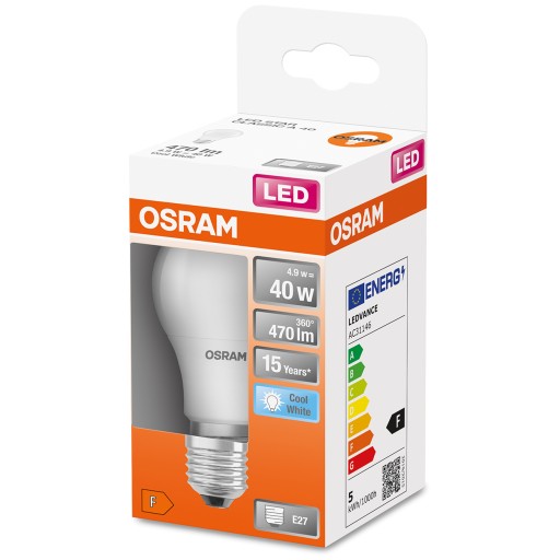 E27 LED žiarovka 4,9W = 40W 4000K Neutrál OSRAM