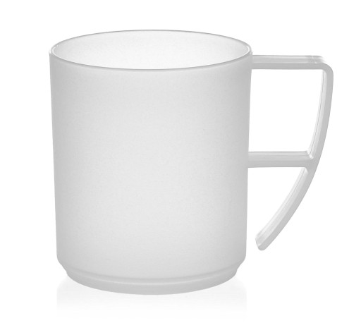 PLASTOVÝ hrnček S RÚČKOU UMÝVAČKY RIADU 350ML BIELY