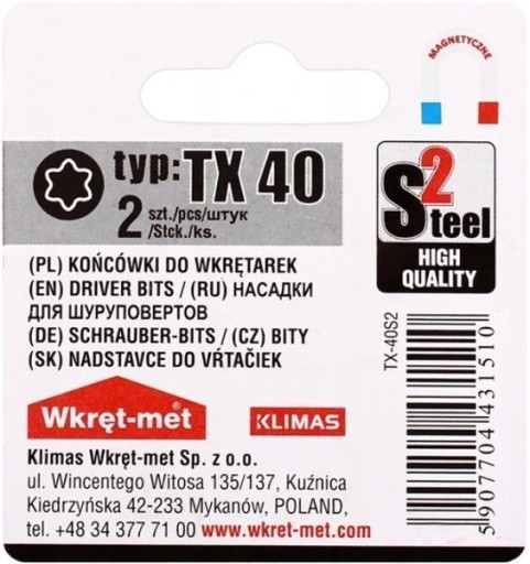 Skrutkovacie bity bity TORX TX 40 bit 2 ks.