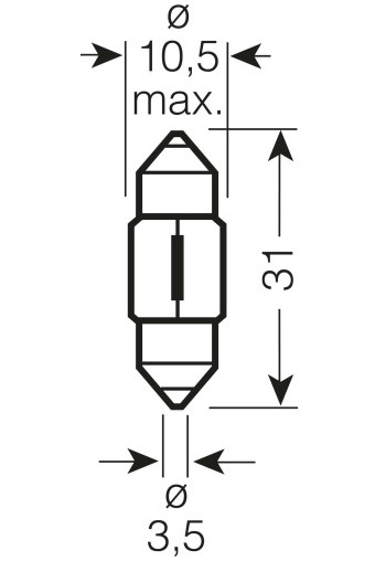 Osram trubicová žiarovka 12V 10W SV8,5-8 (31mm)
