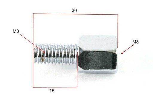 Zrkadlová redukcia, vnútorný závit L8 / vonkajší L8 CHROME