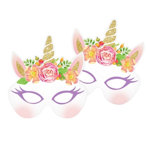 Papierové masky RAINBOW UNICORN 6 ks