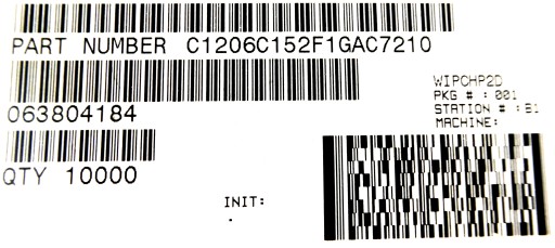MLCC SMD 1.5nF 1500pF 1% 100V DC 1206 10ks