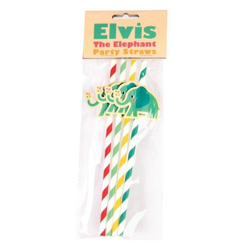 Papierové slamky Elvis the Elephant, 4 ks, Rex London