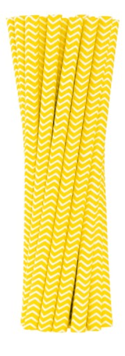 Papierové slamky žlté cik-cak 230x8mm 100 ks