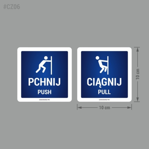 Push, Pull - samolepky 10x10 rôznych farieb