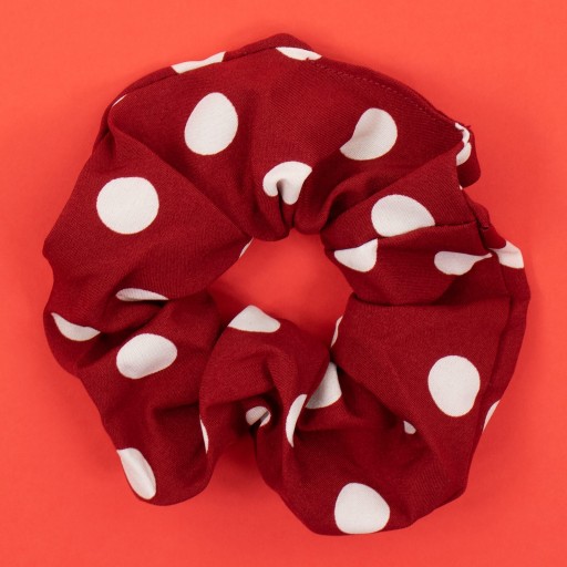SCRUNCHIES gumička do vlasov s bodkami, ČERVENÁ