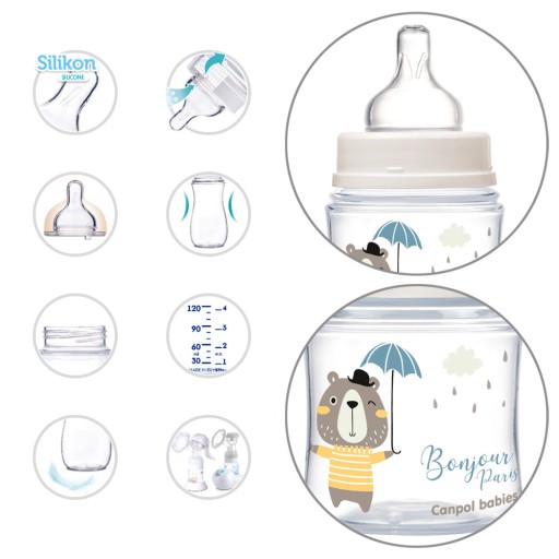 CANPOL EASYSTART antikoliková fľaša 120 ml 0+