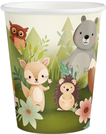 Papierové narodeninové poháre Forest Animals party narodeninové poháre