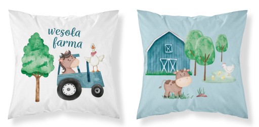 Bavlnená obliečka na vankúš 40x40 cm Detexpol traktor farmárske zvieratá bavlna