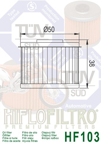 HIFLOFILTRO HF103 olejový filter HONDA CRF CB 250 300