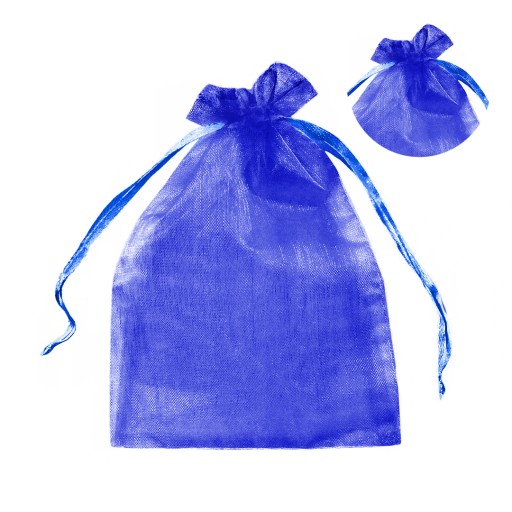 MODRÉ ORGANZOVÉ VRECKO 10x15 NA SVADOBNÉ VEĽKÉ DARČEKY 10 ks