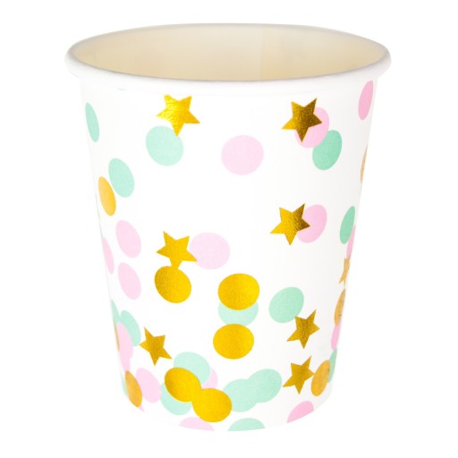 Mint papierové poháre z ružového zlata PASTEL CONFETTI 6 ks.