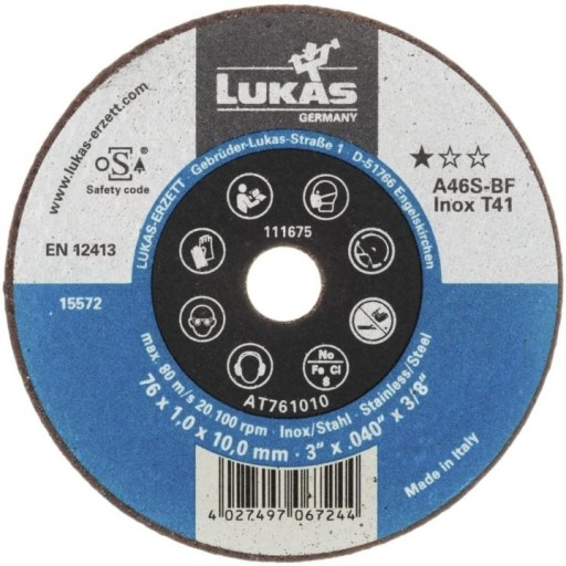 LUKAS Mini rezací kotúč fi 76mm 76x1,0x6 A46S-BF INOX Premiumflex 1ks
