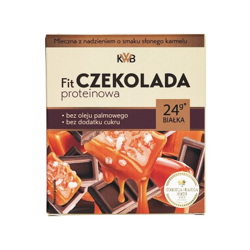 FIT Proteínová čokoláda 80g KWB mlieko s príchuťou slaného karamelu