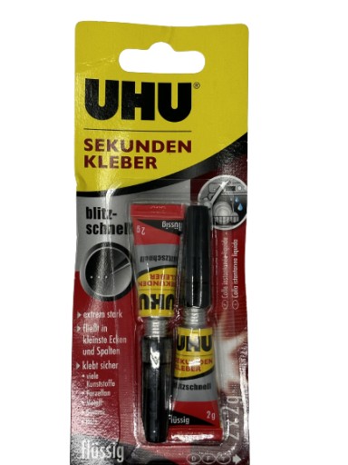 UHU 2 x 2g rýchloschnúce sekundové lepidlo SUPER GLUE tekutý Kyanoakrylát
