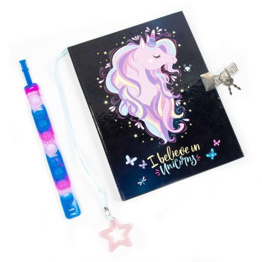 Diár PopIt Unicorn s visiacim zámkom a náramkom