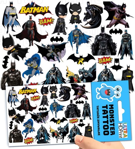 UMÝVAJÚCE DOČASNÉ TETOVANIE PRE DETI DETSKÝ BATMAN ORIGINÁLNE DIZAJNY