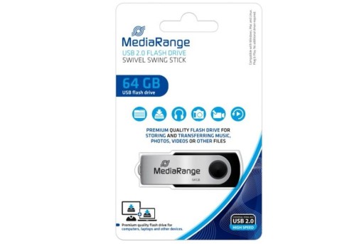 Reverzibilná USB 2.0 pamäťová jednotka MediaRange 64 GB