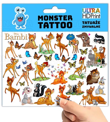 UMÝVAJÚCE DOČASNÉ TETOVANIE PRE DETI DETSKÉ BAMBI ORIGINÁLNE DIZAJNY