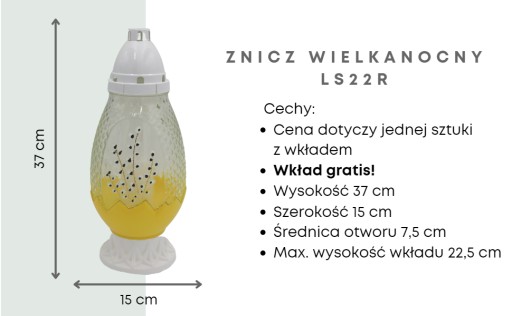 Veľkonočné sviečkové vajíčko Žlté a biele veľké základné sklo Artistic LS22R