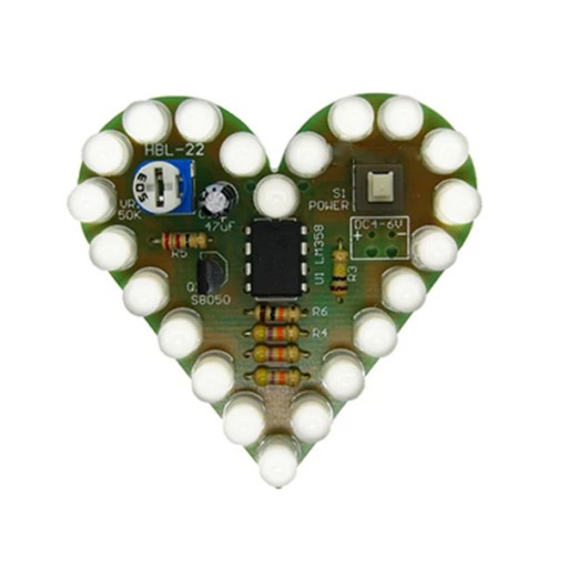 Blikajúce, plávajúce, pulzujúce LED srdce so svetelným efektom biela DIY Kit