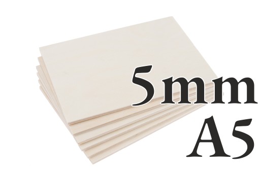 6x Brezová preglejka - 5mm - A5 210x148 - Ibadrev