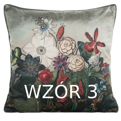 Zamatová obliečka na vankúšik s motívom kvetov 45x45 cm - Premium zamat na zips