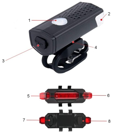 SET PREDNÉ LED SVETLO NA BICYKEL + ZADNÉ SVETLO