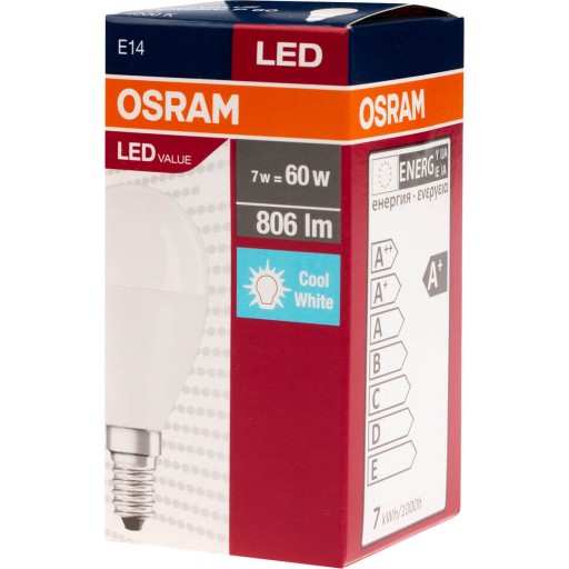 OSRAM LED guľôčková žiarovka E14 7W = 60W 806lm 4000K