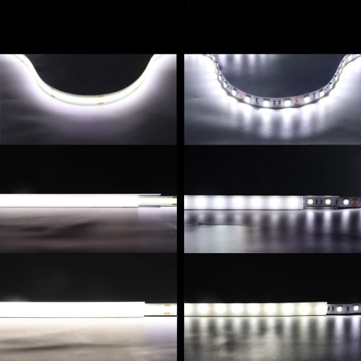 Neónový COB LED pásik 12V 1m 320 diód 6000K STUDENÁ BIELA HOMOGENICKÁ 8MM