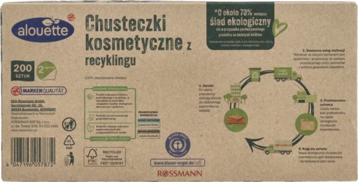 ALOUETTE Recyklačné kozmetické obrúsky 2-vrstvové 200 ks
