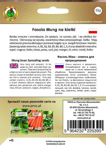 Semená na naklíčenie fazuľky mungo 50g