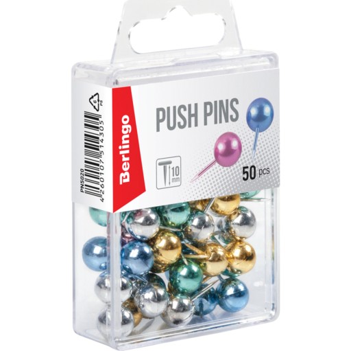 Farebné kovové špendlíky na korkové dosky, 50 kusov
