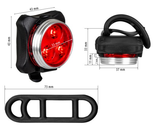 LED ZADNÁ BICYKLE LAMPA USB zadná + BATÉRIA