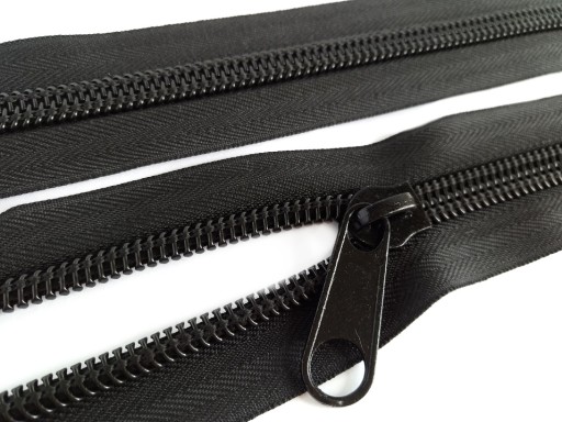 Špirálová páska na zips 10 mm, metrový zips bez zipsov, čierna, 1 meter