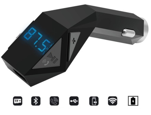 BLUETOOTH VYSIELAČ AUDIO NABÍJAČKA FM BT MP3 MIKROfón do auta 2xUSB