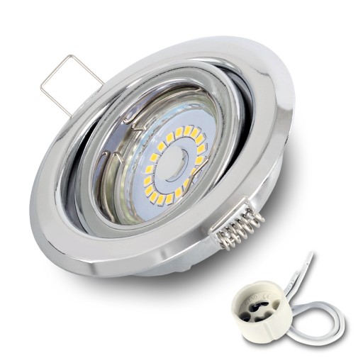 KčO halogénové nastaviteľné svietidlo CHROME + GU10 5W teplá LED žiarovka