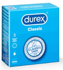 Durex Classic Classic hladké vlhčené kondómy, 3 kusy