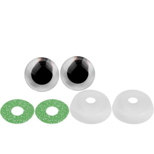 Bezpečné OČI GLITTER zelené 25 mm PLYŠ