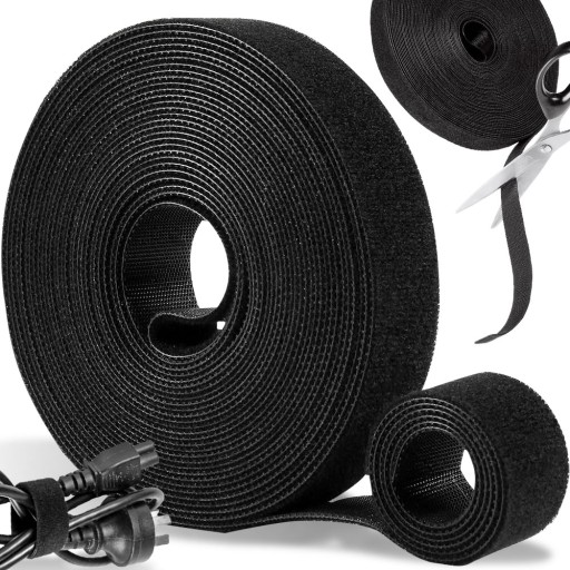 ORGANIZÁTOR DRŽIAK PÁSKY NA VELCRO DRŽIAK NA STOLNÉ KÁBLE, ČIERNA 5M